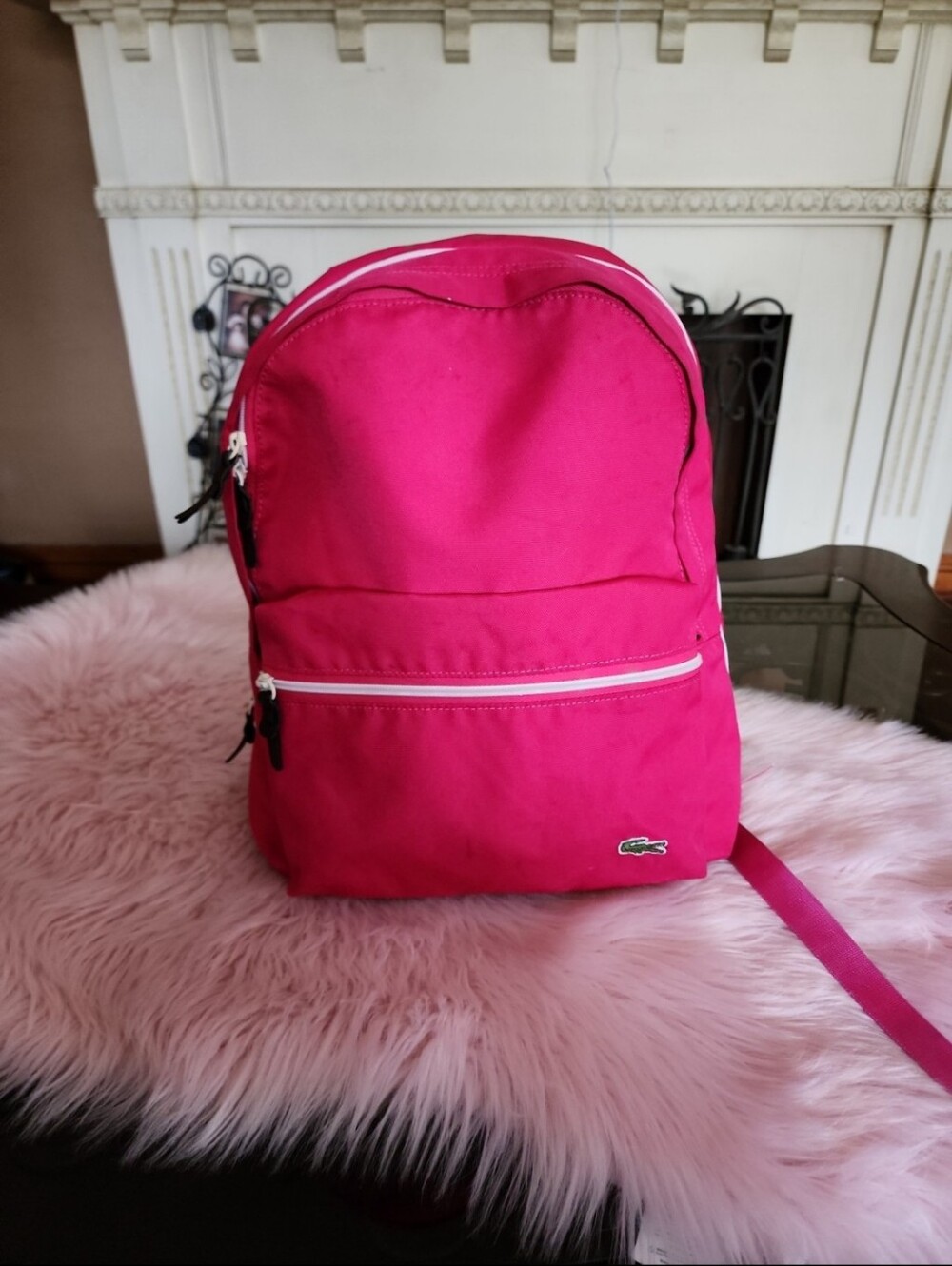Lacoste Hot Pink Zip Front Backpack